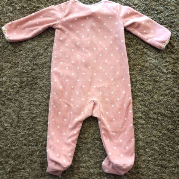 Carter's Pink Fleece Soft One piece Zip up footed Sleeper Polka Dot size 6m - Picture 5 of 5